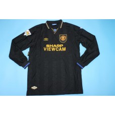 Manchester United 93/94 Third Black Long Sleeve Soccer Jersey